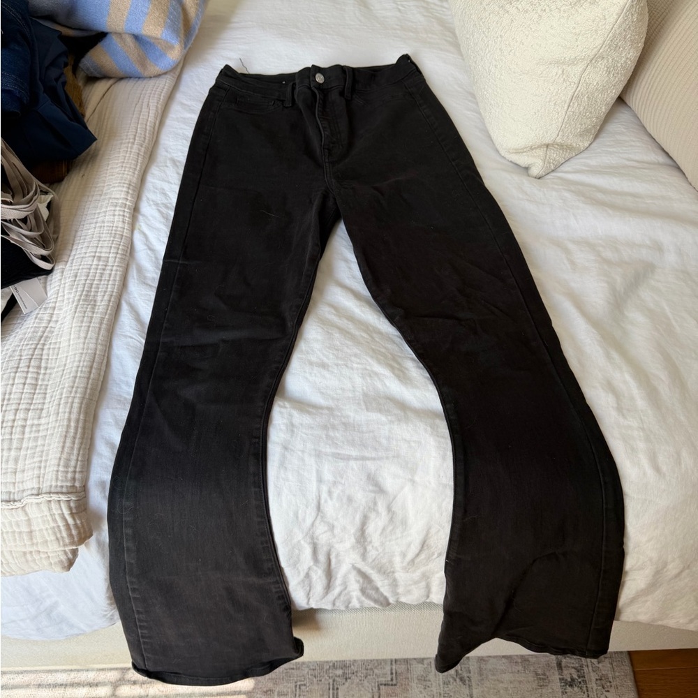 7 For All Mankind Black Wide-Leg Jeans